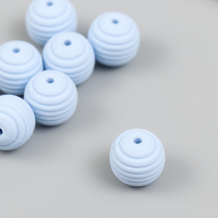 Бусина силикон "Круглая с фаской" серо-голубая d=1,5 см - Фото 1