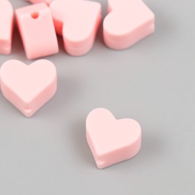 Бусина силикон "Сердечко" светло-розовая d=1,4 см