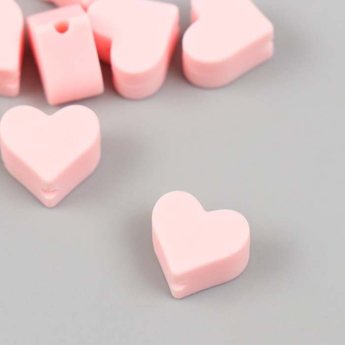 Бусина силикон "Сердечко" светло-розовая d=1,4 см - Фото 1