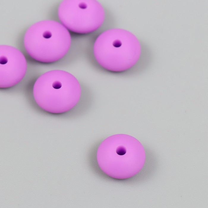 Бусина силикон Сплющенная фиолетовая  d=1,2 см