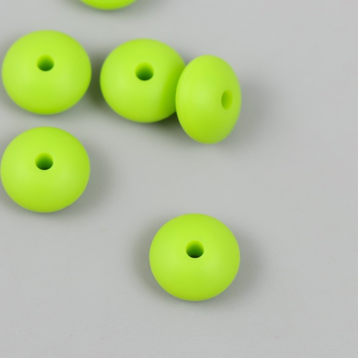 Бусина силикон Сплющенная флуоресцентно-зелёная d=1,2 см