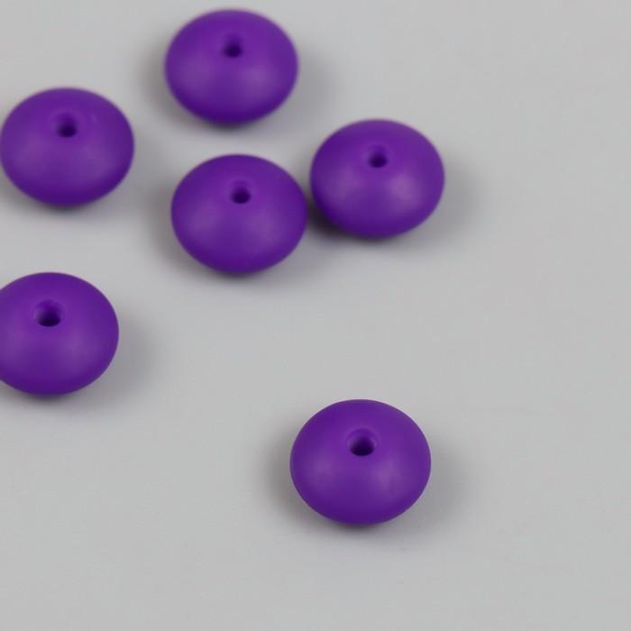Бусина силикон Сплющенная виноградный пурпур d=1,2 см