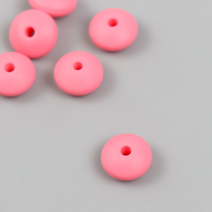 Бусина силикон "Сплющенная" детский розовый d=1,2 см - Фото 1