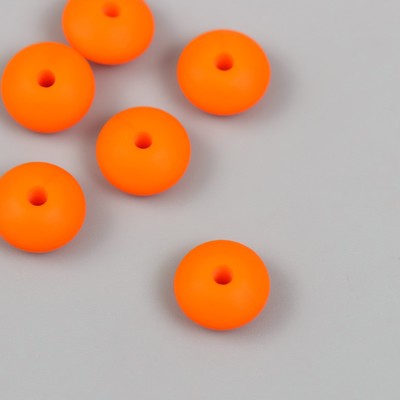 Бусина силикон "Сплющенная" оранжево-красная d=1,2 см