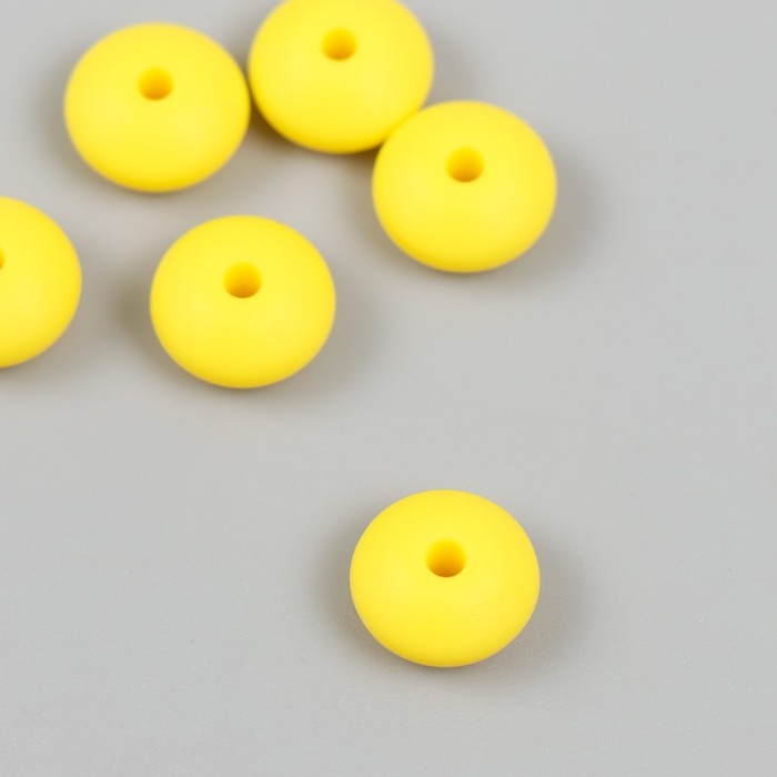 Бусина силикон "Сплющенная" ярко-желтая d=1,2 см - Фото 1