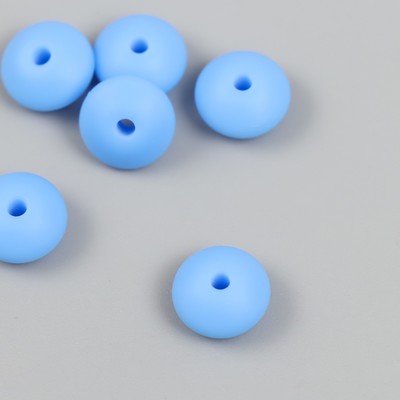 Бусина силикон "Сплющенная" фарфорово-голубая d=1,2 см
