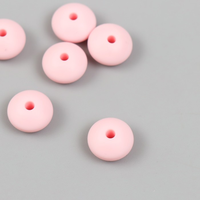 Бусина силикон "Сплющенная" розовая лаванда d=1,2 см - Фото 1