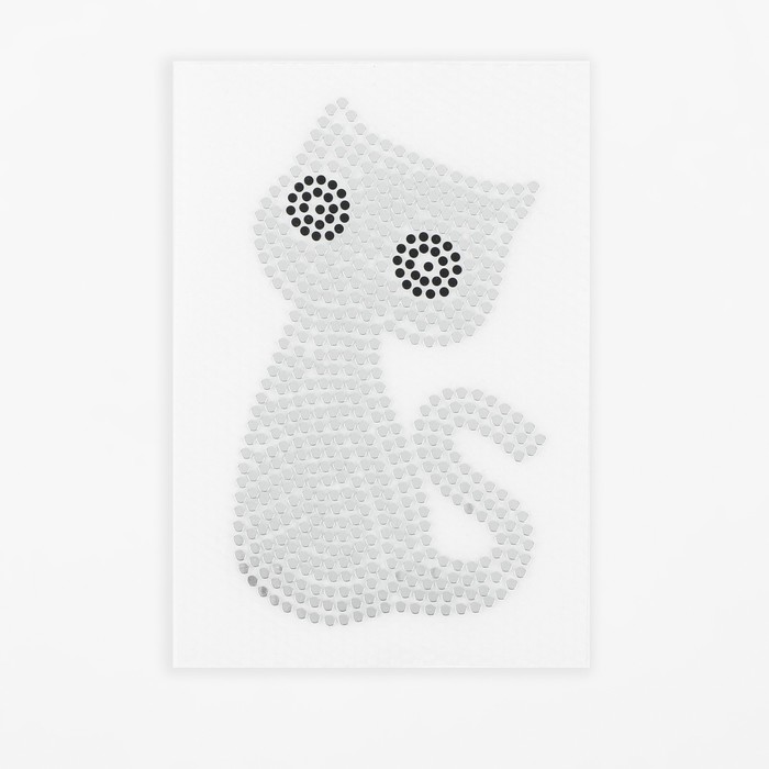Термоаппликация «Котёнок», с пайетками, 3,2 × 5,5 см, цвет серебряный/чёрный