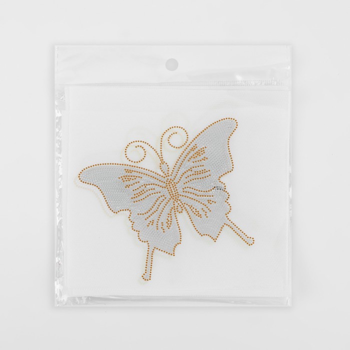 Термоаппликация «Бабочка», с пайетками, 9 × 10,5 см, цвет серебряный/золотой