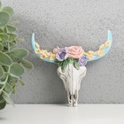 Сувенир полистоун настенный декор "Череп быка с цветами" 2,4х11х12 см - фото 320498633