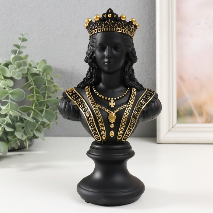 Сувенир полистоун "Бюст. Королева" чёрный с золотом 9х12,5х22 см - Фото 1