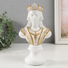Сувенир полистоун "Бюст. Королева" белый с золотом 9х12,5х22 см - фото 296188887