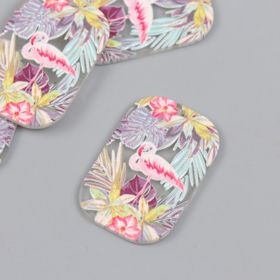 Декор для творчества акрил «Фламинго и экзотические цветы», 0.2×2.6×4 см