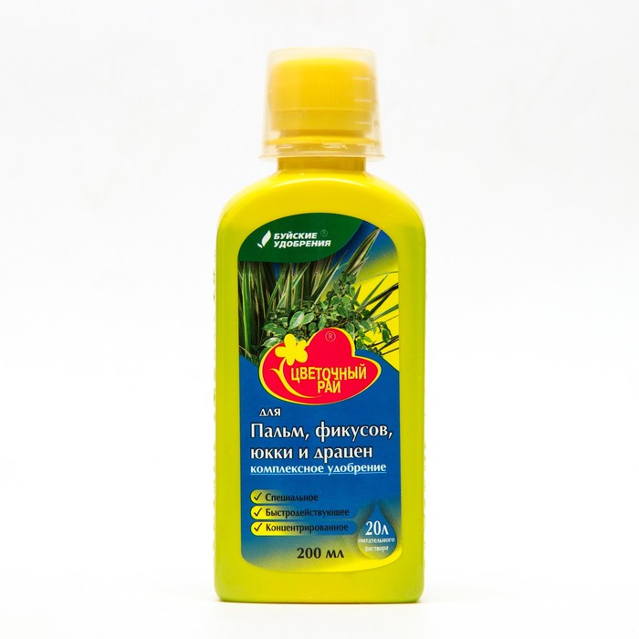 Жидкое комплексное удобрение «Цветочный рай» для пальм, фикусов, юкки и драцен, 200 мл - Фото 1