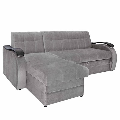 Диван угловой «Лео», механизм дельфин, левый угол, велюр, серый