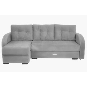 Угловой диван «Милан», еврокнижка, блок независимых пружин, левый угол, велюр, серый
