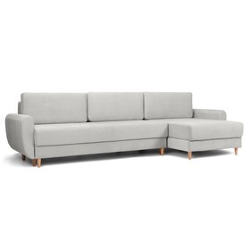 Угловой диван «Неаполь», механизм еврокнижка, правый угол, велюр, цвет серый