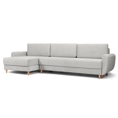 Угловой диван «Неаполь», механизм еврокнижка, левый угол, велюр, цвет серый