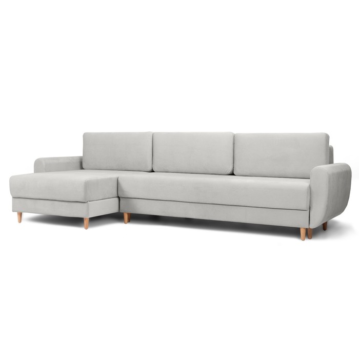 Угловой диван «Неаполь», механизм еврокнижка, левый угол, велюр, цвет серый - Фото 1
