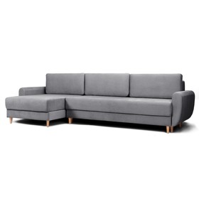 Угловой диван «Неаполь», механизм еврокнижка, левый угол, велюр, цвет графит