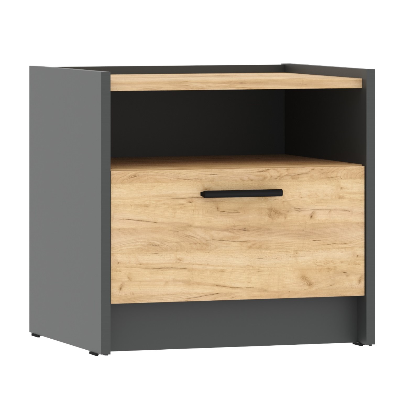 Тумба прикроватная Оттавия 011.15, 482х400х464, Антрацит/Дуб крафт ...