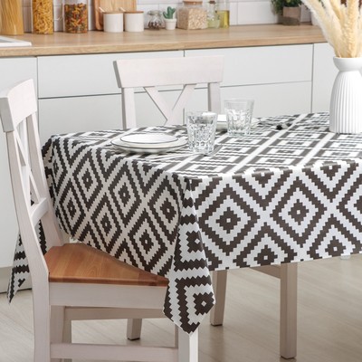 Клеёнка на стол на нетканой основе Доляна «Геометрия», ширина 140 см, рулон 20 м, белая