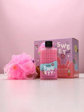 Подарочный набор косметики SWEET GIFT, гель для душа 300 мл и мочалка, Чистое счастье
