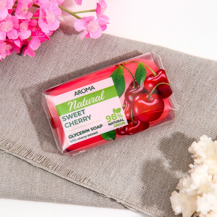Мыло туалетное "Aroma Natural Sweet cherry" с экстрактом вишни, 100 гр - Фото 1