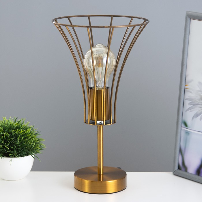 Настольная лампа «Чилли» Е27 40 Вт золото 18×18×29 см RISALUX - Фото 1