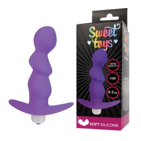 Анальный вибромассажер Sweet toys, фиолетовый, Soft touch silicone 9,5 см d=2,7 см