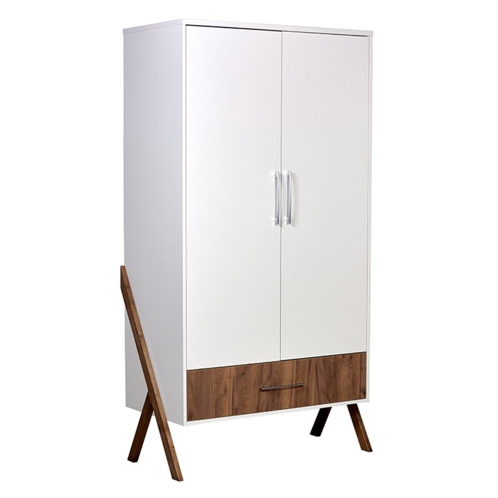 Шкаф двухсекционный Polini kids Porto 3100, с ящиком, 51х103.4х190.4 см, цвет белый-дуб крафт - Фото 1