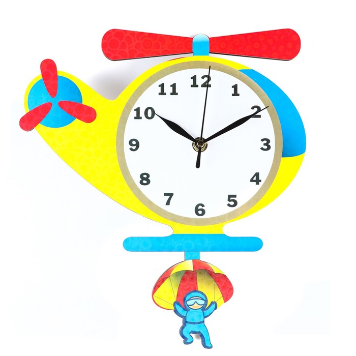 Часы настенные, серия: Детские, "Вертолет", с маятником, 27 х 29 см