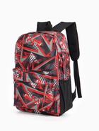 Рюкзак школьный на молнии, с карманами, с принтом, 30×13×42 см, чёрный - Фото 4