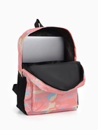 Рюкзак школьный на молнии, с карманами, с принтом, размер 30×13×42 см, розовый/голубой/бежевый - Фото 10