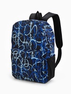 Рюкзак школьный на молнии, с карманами, с надписями, размер 30×13×42 см, синий - Фото 5