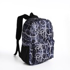Рюкзак школьный из текстиля на молнии, 3 кармана, цвет чёрный - фото 320500293