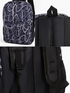 Рюкзак школьный на молнии, с карманами, с надписями, размер 30×13×42 см, чёрный/серый - Фото 6