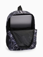 Рюкзак школьный на молнии, с карманами, с надписями, размер 30×13×42 см, чёрный/серый - Фото 4