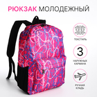 Рюкзак школьный из текстиля на молнии, 3 кармана, цвет розовый - фото 321712328