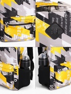 Рюкзак школьный на молнии, с карманами, с абстрактным принтом, размер 30×13×42 см, жёлтый - Фото 5