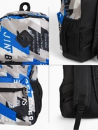 Рюкзак школьный на молнии, с карманами, с абстрактным принтом, размер 30×13×42 см, синий - Фото 6