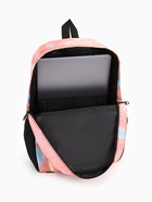 Рюкзак школьный на молнии, с карманами, с принтом, размер 30×13×42 см, розовый/голубой/белый - Фото 4