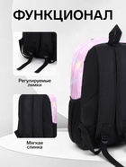 Рюкзак школьный на молнии, с карманами, с принтом, размер 30×13×42 см, сиреневый/фиолетовый - Фото 2