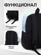 Рюкзак школьный на молнии, с карманами, с принтом, размер 30×13×42 см, голубой/розовый - Фото 2