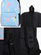 Рюкзак школьный на молнии, с карманами, с принтом, размер 30×13×42 см, голубой/розовый - Фото 5