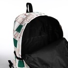 Рюкзак молодёжный из текстиля, 3 кармана, цвет молочный/зелёный - Фото 4
