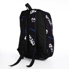 Рюкзак молодёжный из текстиля на молнии, 3 кармана, цвет чёрный/синий - фото 11024583