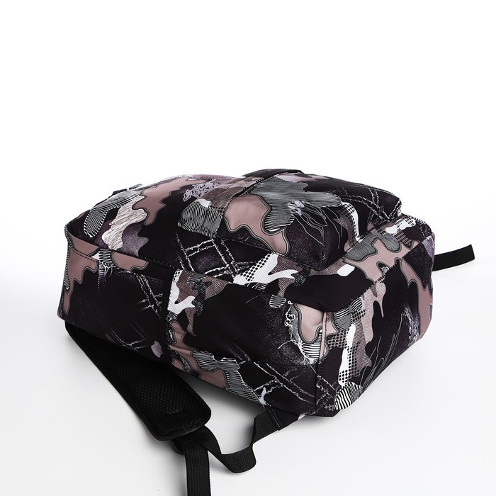 Рюкзак молодёжный из текстиля, 3 кармана, цвет чёрный/лиловый - фото 1907909977