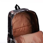 Рюкзак молодёжный из текстиля, 3 кармана, цвет чёрный/лиловый - Фото 4