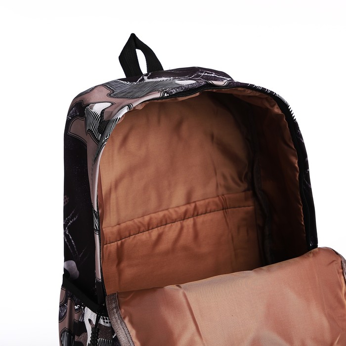Рюкзак молодёжный из текстиля, 3 кармана, цвет чёрный/лиловый - фото 1907909978